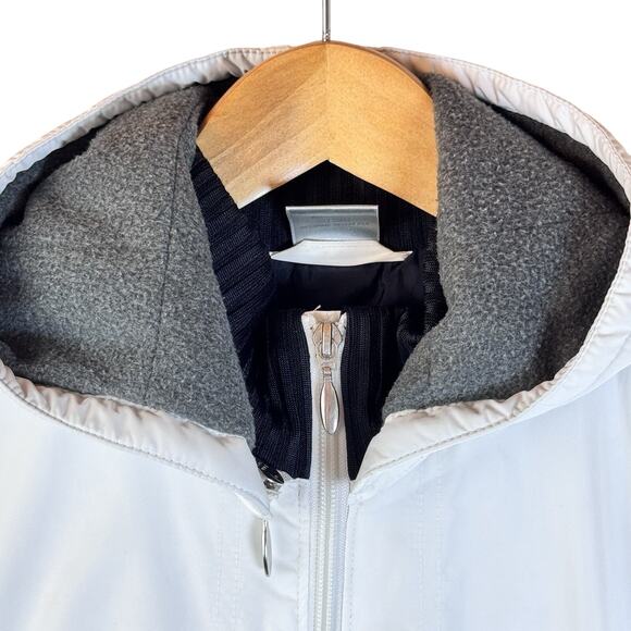 Vintage Y2K Women’s White Full-Zip Hooded Winter Jacket Knit Cuffs Collar Size L - Picture 3 of 11